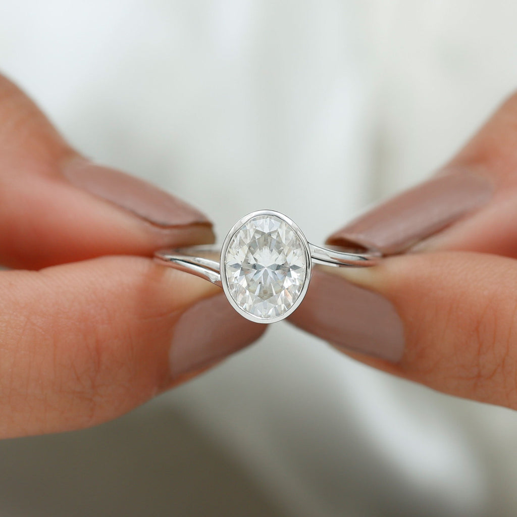 Oval Shape Lab Grown Diamond Solitaire Bypass Ring
