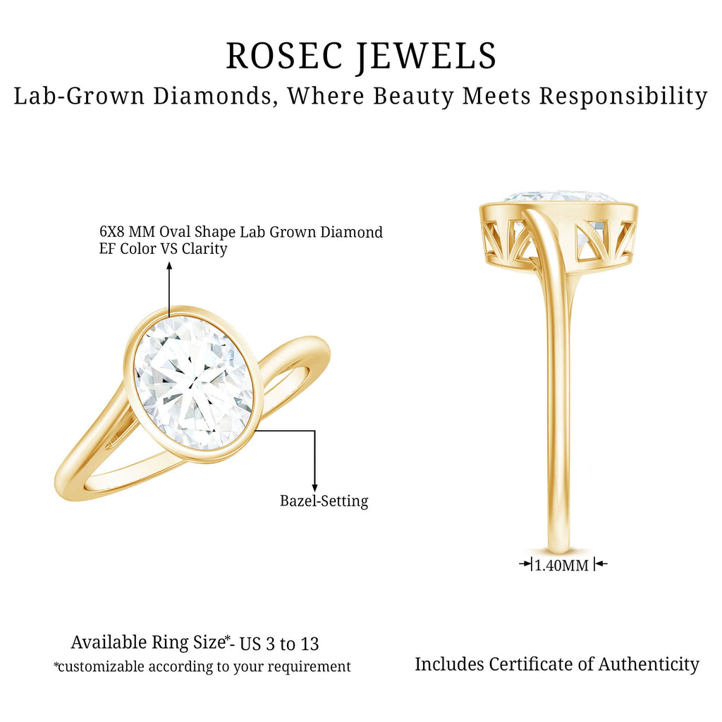 Oval Shape Lab Grown Diamond Solitaire Bypass Ring