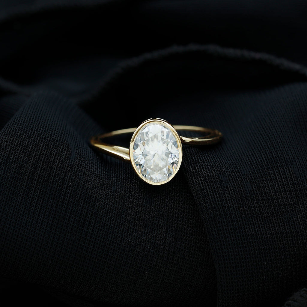 Oval Shape Lab Grown Diamond Solitaire Bypass Ring