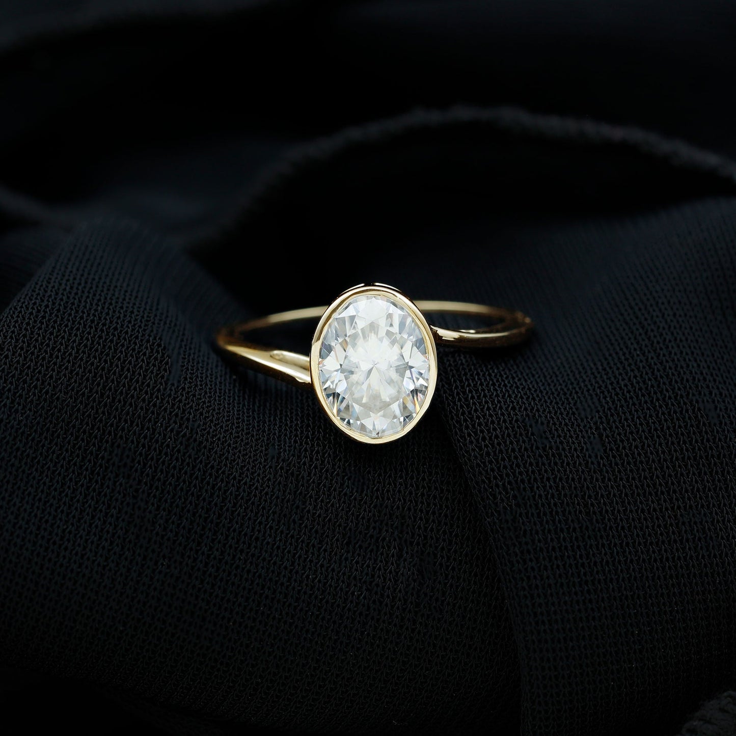 Oval Shape Lab Grown Diamond Solitaire Bypass Ring