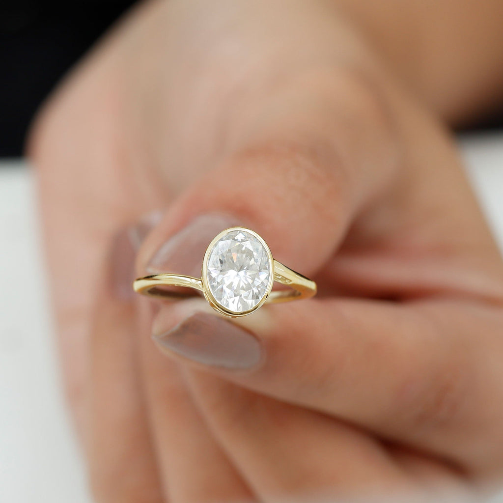 Oval Shape Lab Grown Diamond Solitaire Bypass Ring