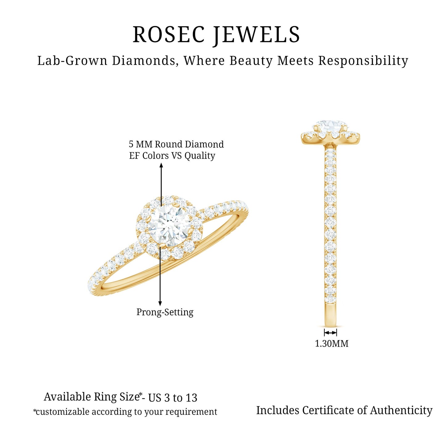 Minimal Engagement Ring with Lab Grown Diamond