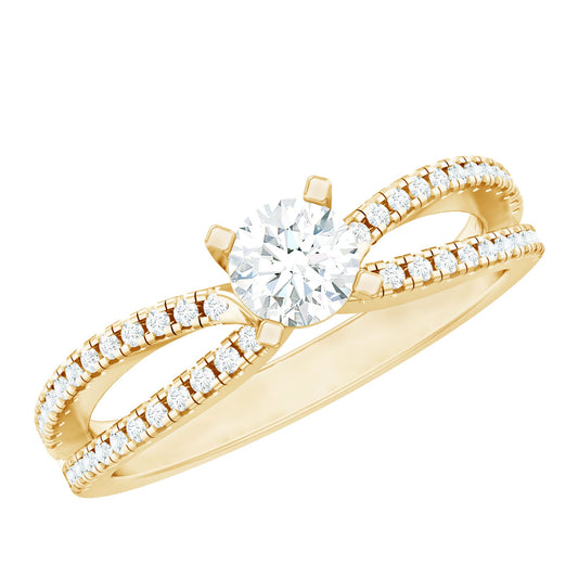 Solitaire Lab Grown Diamond Split Shank Engagement Ring