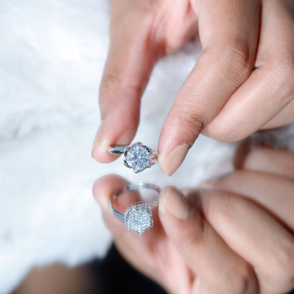 2 CT Moissanite Floral Engagement Ring in Bypass Shank