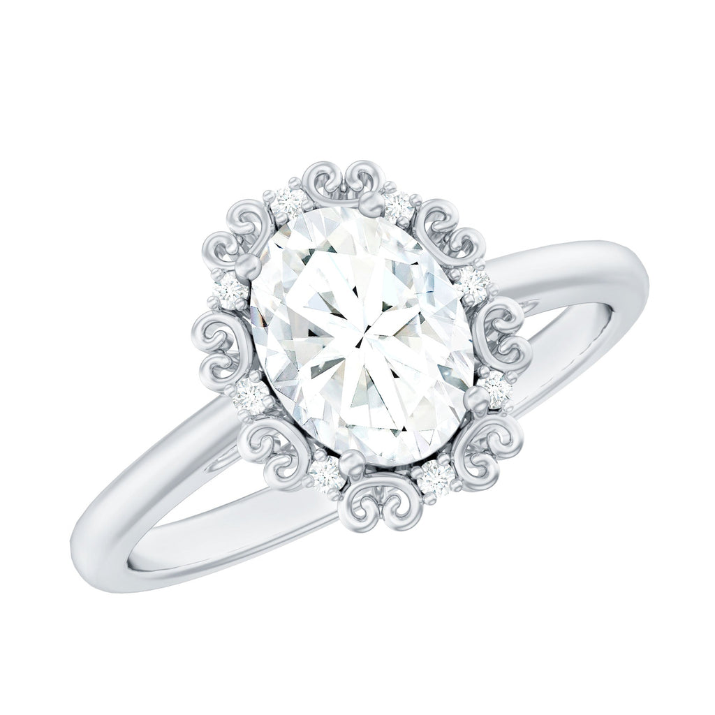Vintage Style Moissanite 8X10 MM Oval Engagement Ring