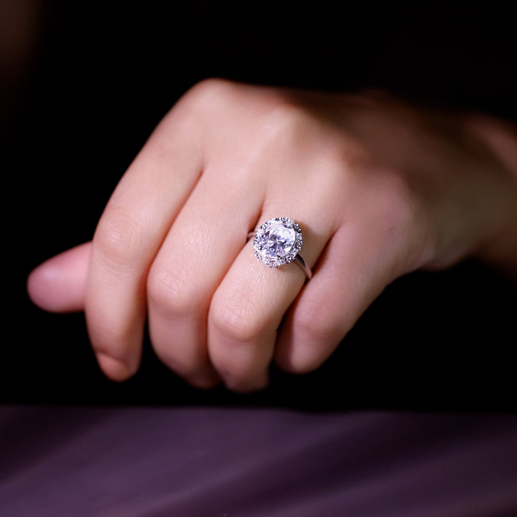 Vintage Style Moissanite 8X10 MM Oval Engagement Ring