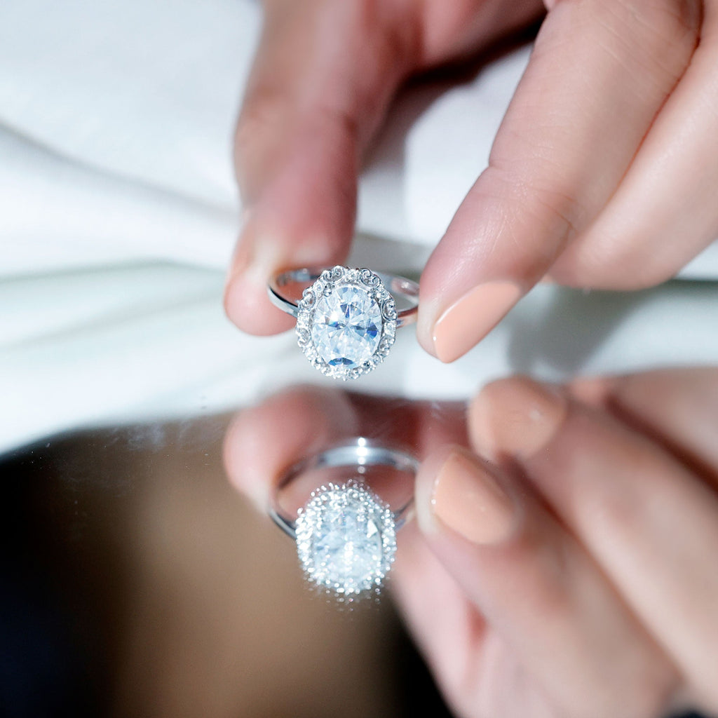 Vintage Style Moissanite 8X10 MM Oval Engagement Ring
