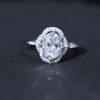 Vintage Inspired Moissanite Oval Engagement Ring in Silver
