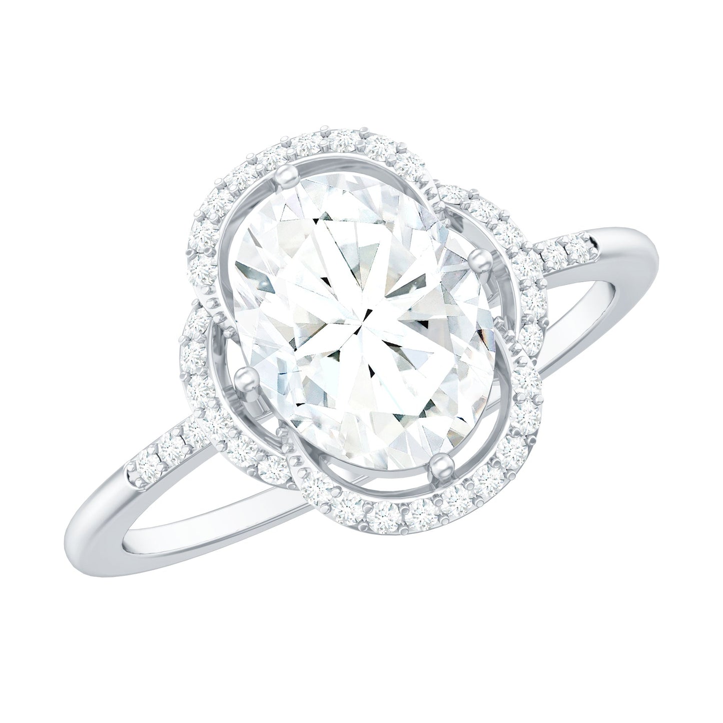 Vintage Inspired Moissanite Oval Engagement Ring in Silver