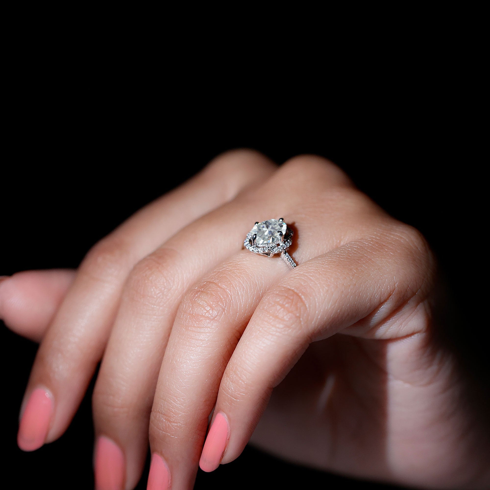 Vintage Inspired Moissanite Oval Engagement Ring in Silver