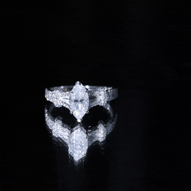 Certified Moissanite Marquise Engagement Ring with Split Shank