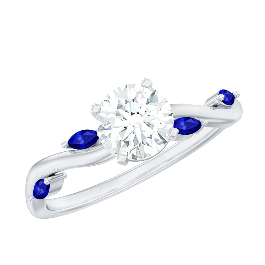 Certified Lab Grown Diamond Engagement Ring with Sapphire