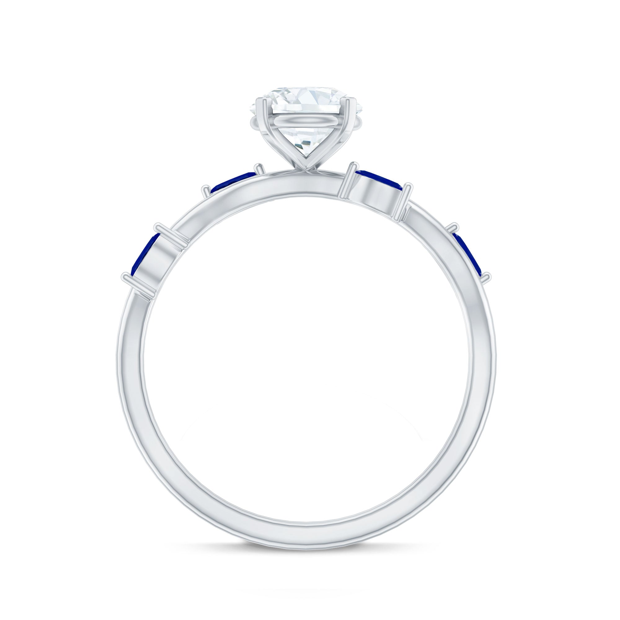 Certified Lab Grown Diamond Engagement Ring with Sapphire