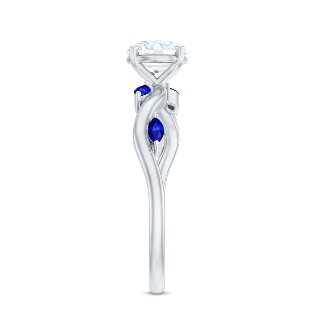 Certified Lab Grown Diamond Engagement Ring with Sapphire