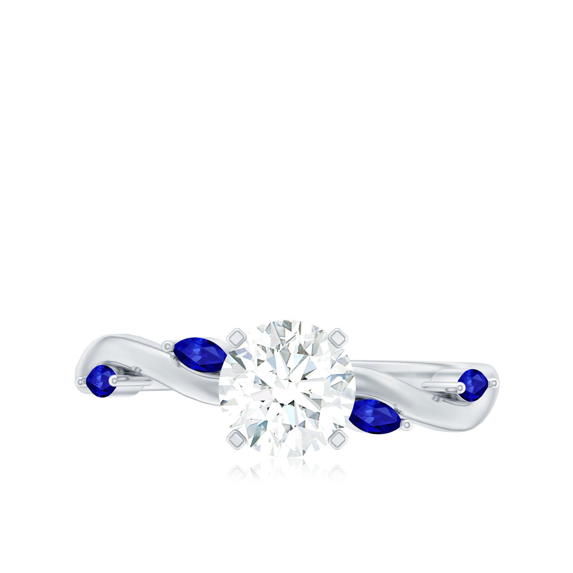 Certified Lab Grown Diamond Engagement Ring with Sapphire