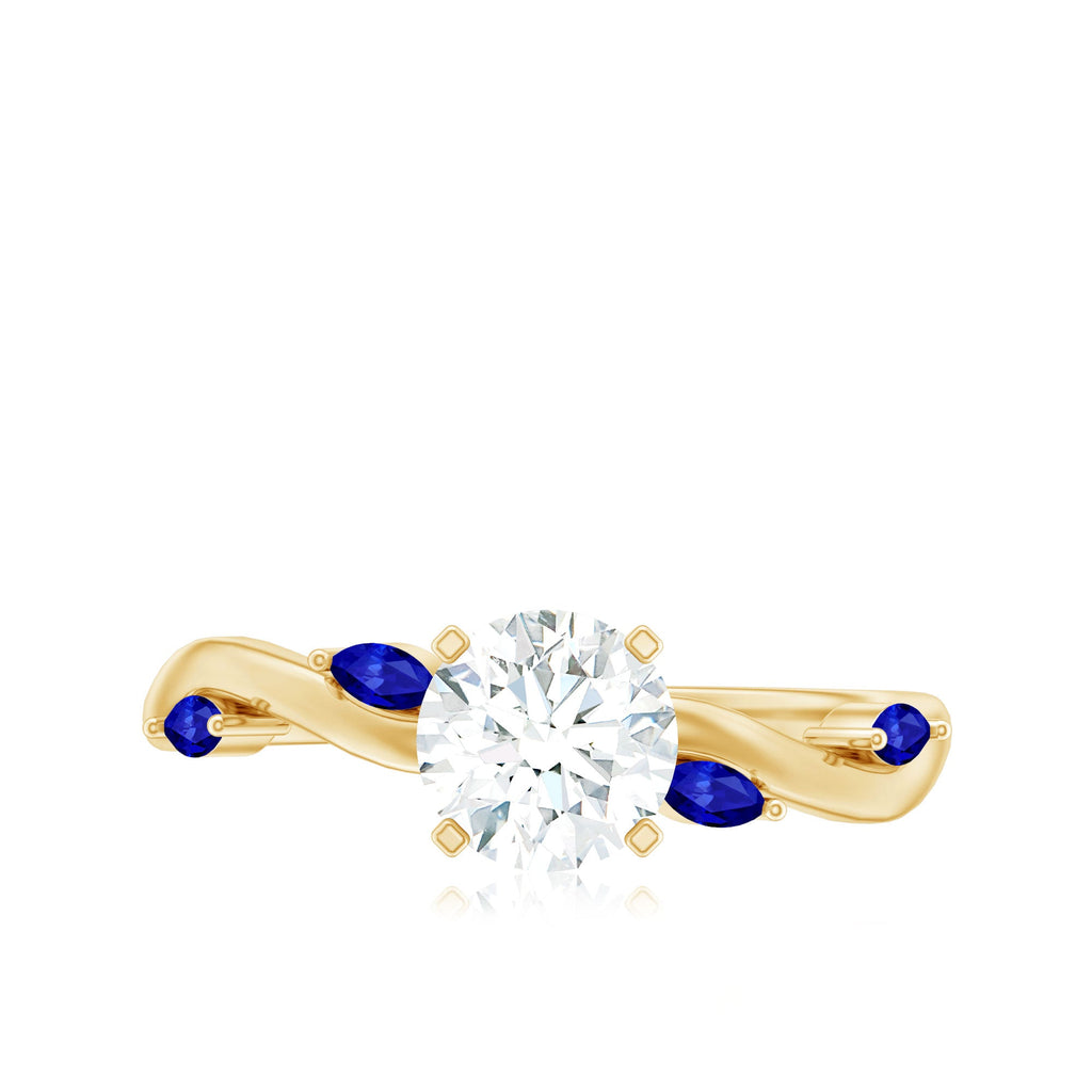 Certified Lab Grown Diamond Engagement Ring with Sapphire