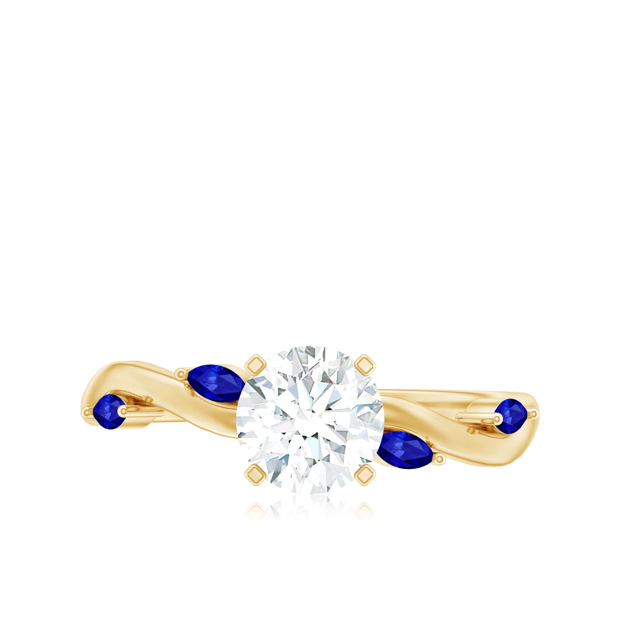 Certified Lab Grown Diamond Engagement Ring with Sapphire