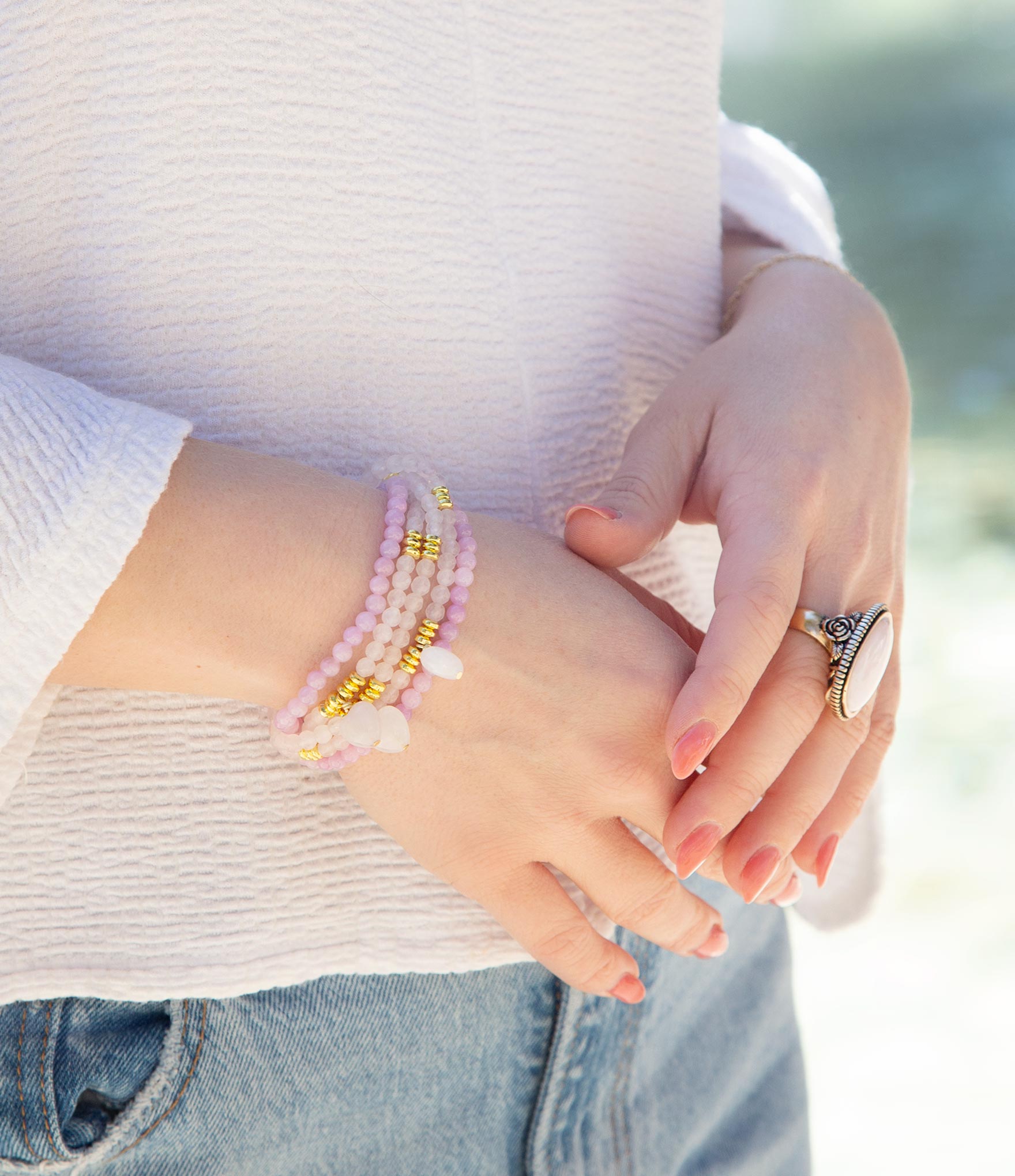 Rosie Pink Opal and Golden Bronze Ring