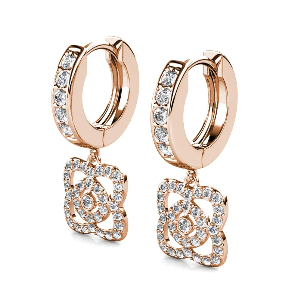 Enchanted Lotus Sleepers Drop Earrings │ Rose Gold Tone