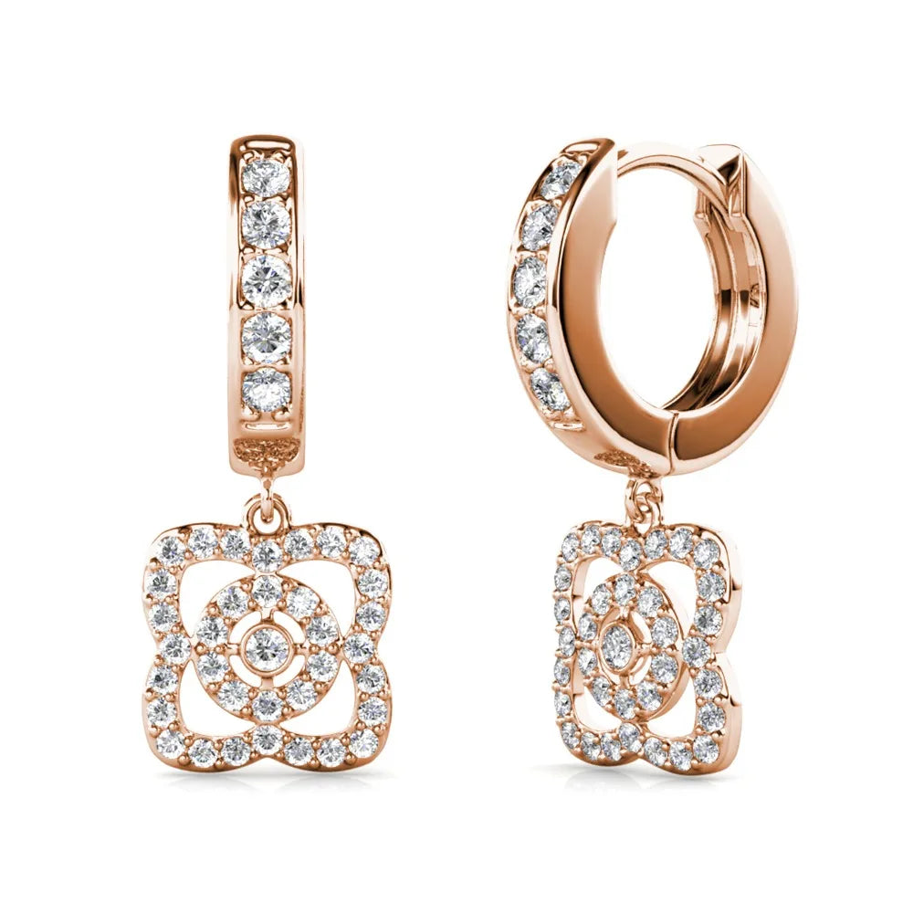 Enchanted Lotus Sleepers Drop Earrings │ Rose Gold Tone