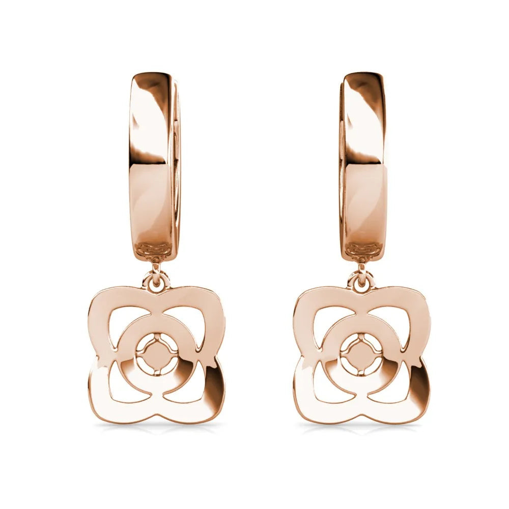 Enchanted Lotus Sleepers Drop Earrings │ Rose Gold Tone