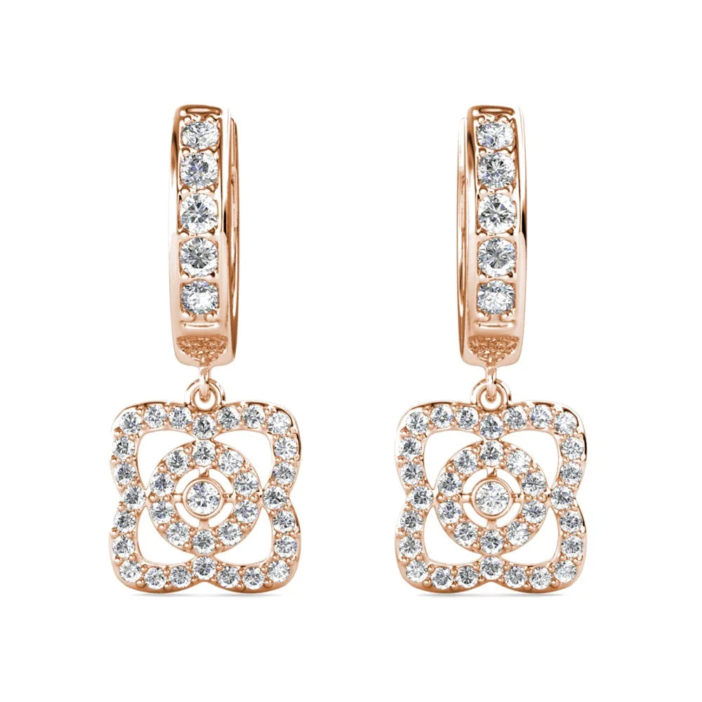 Enchanted Lotus Sleepers Drop Earrings │ Rose Gold Tone