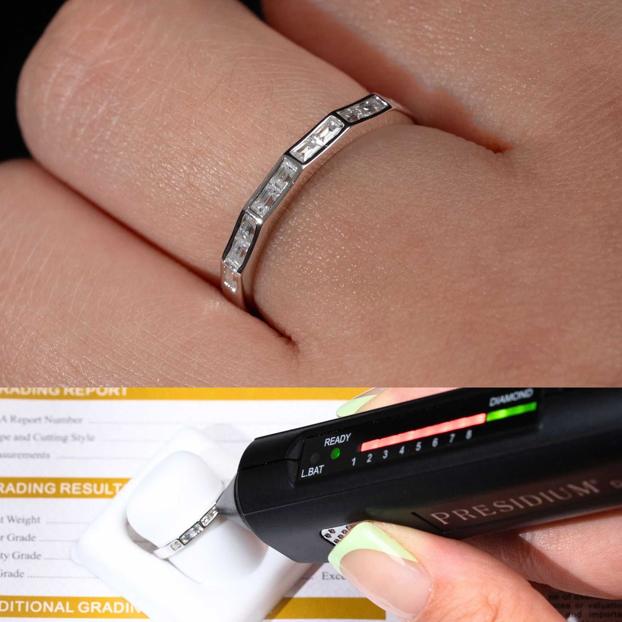 Moissanite Solid 925 Sterling Silver Half Eternity Baguette Ring Baguette Cut Women Band