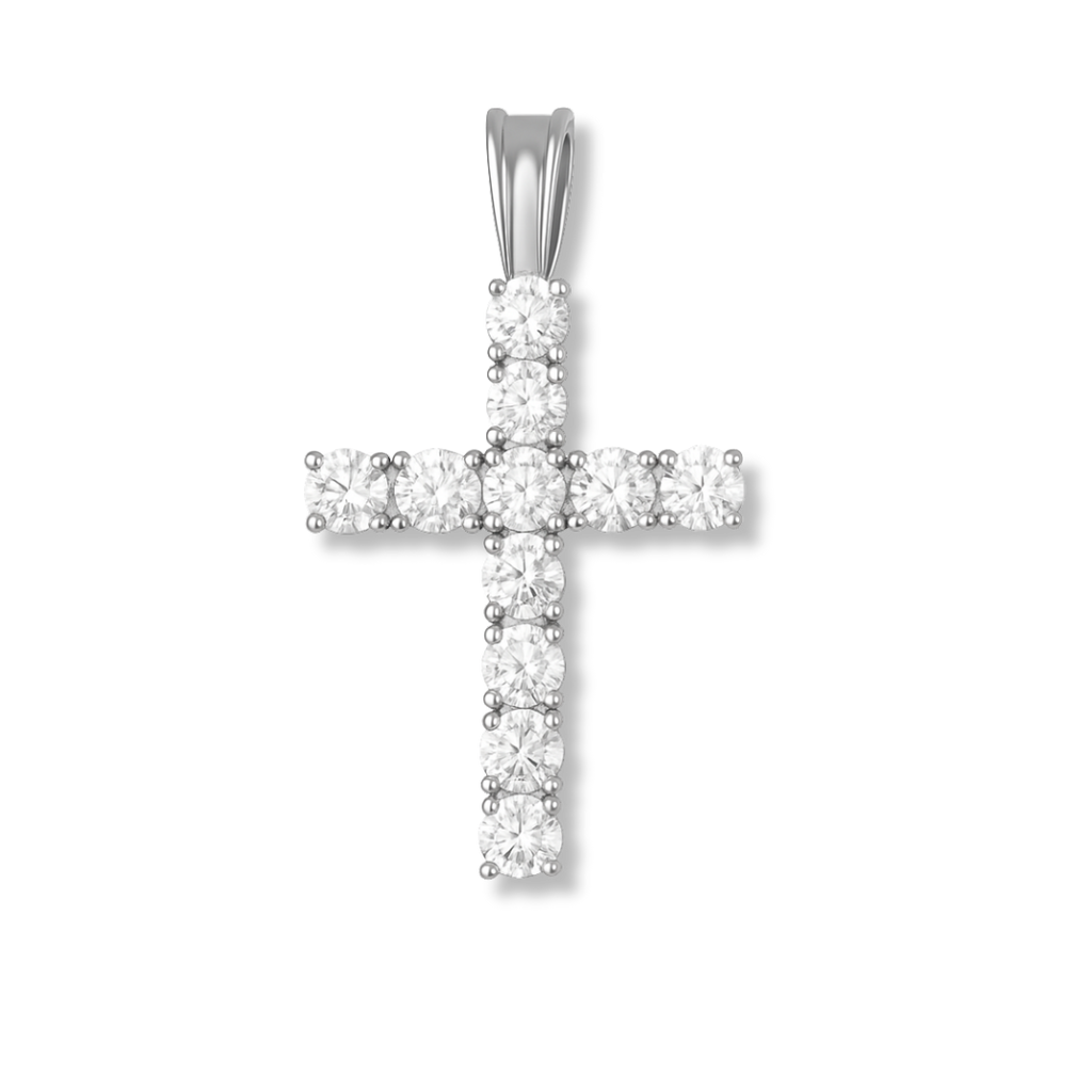 Tennis Cross Pendant 925 Sterling Silver