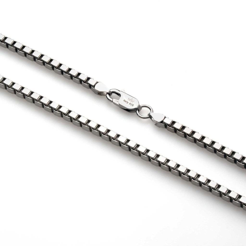 Box Chain 925 Sterling Silver – High Polish Rhodium Plated Necklace 1 - 3 mm