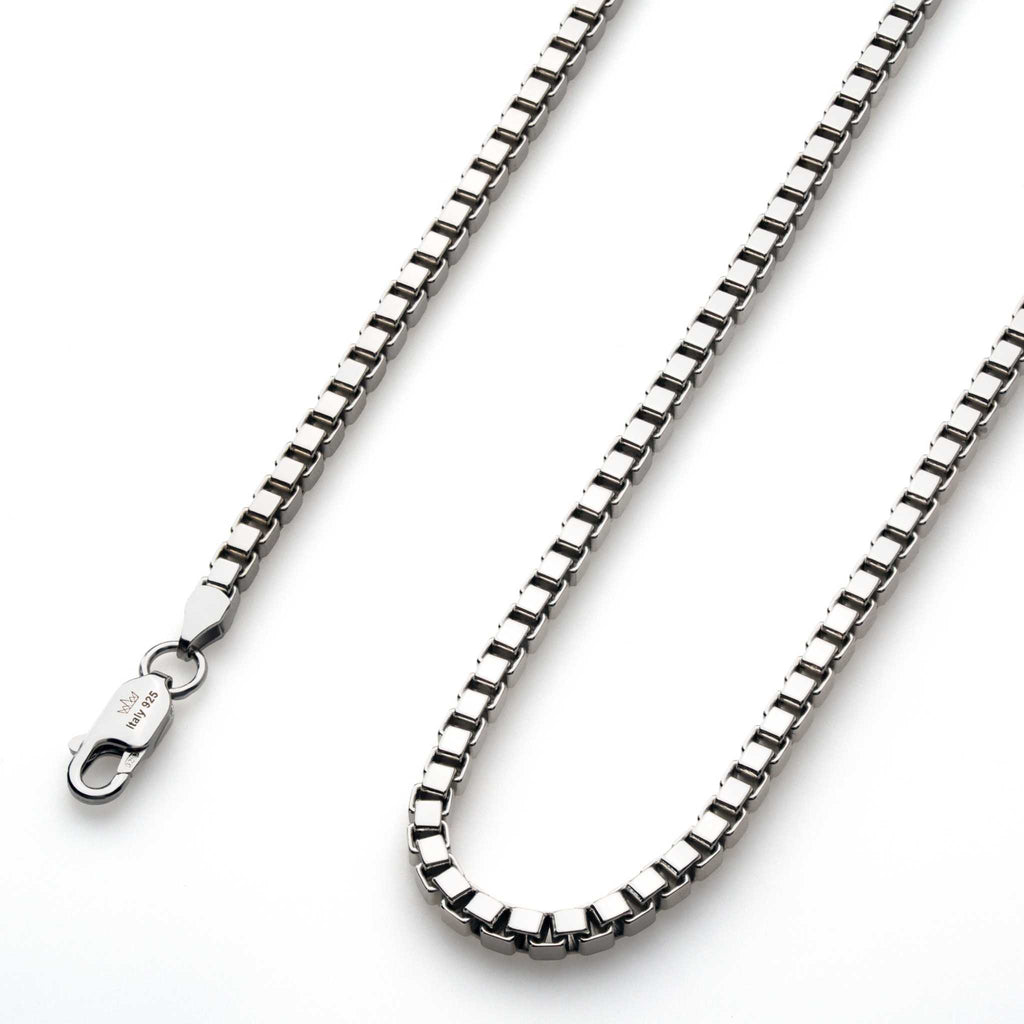 Box Chain 925 Sterling Silver – High Polish Rhodium Plated Necklace 1 - 3 mm