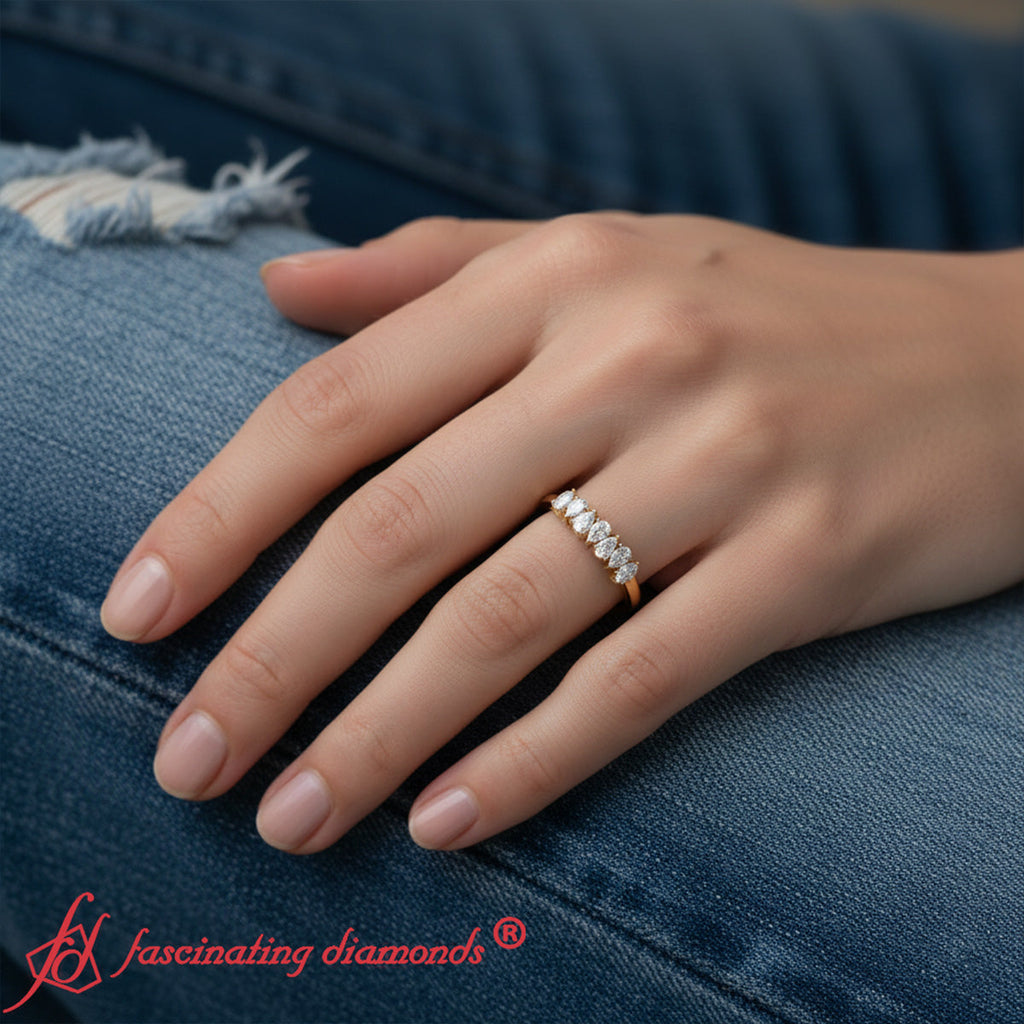 0.35 Ct 7-Stone Diamond Teardrop Wedding Band in 14K-18K Gold & Platin