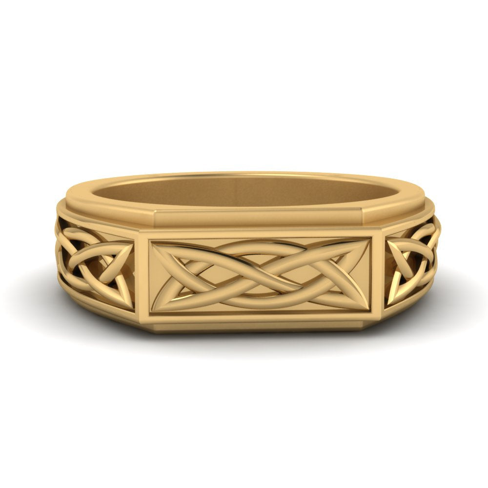 Celtic Engraved Mens Gold Ring