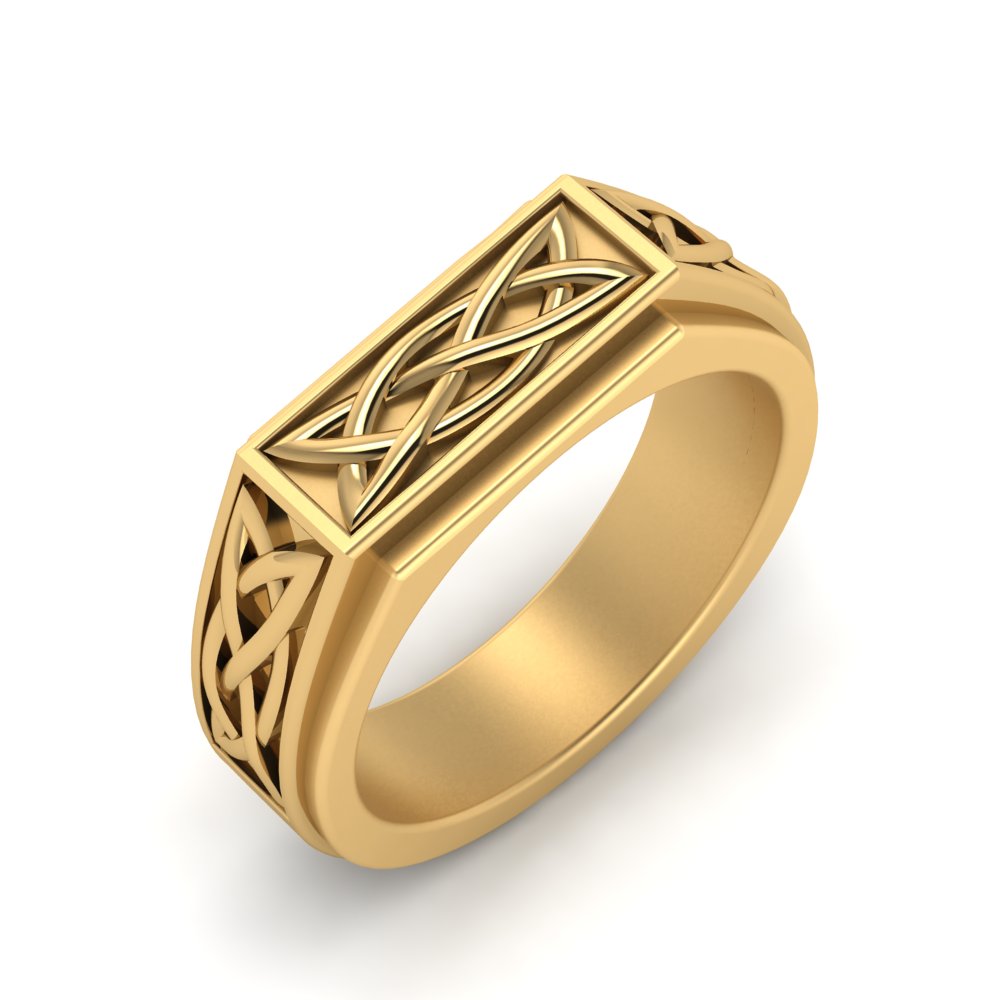Celtic Engraved Mens Gold Ring