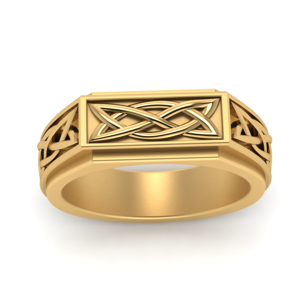 Celtic Engraved Mens Gold Ring