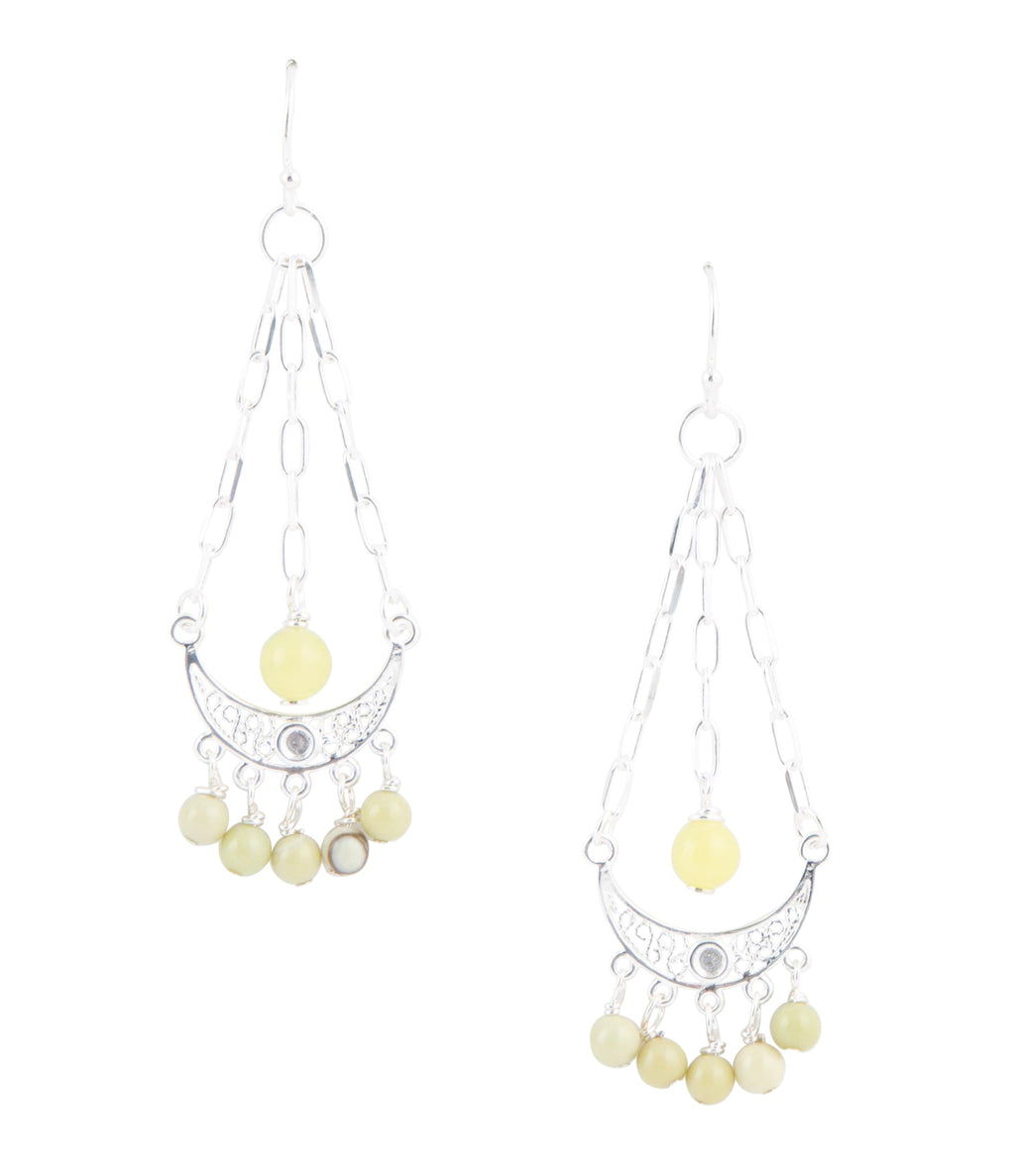 Chartruese Lemon Jade Chandelier Earrings