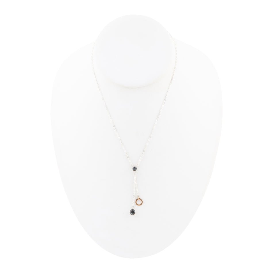 Circle Two-Toned Grey Labradorite Sterling Silver Necklace