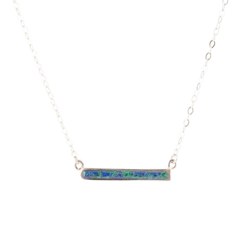 Dainty Azurite Bar Necklace