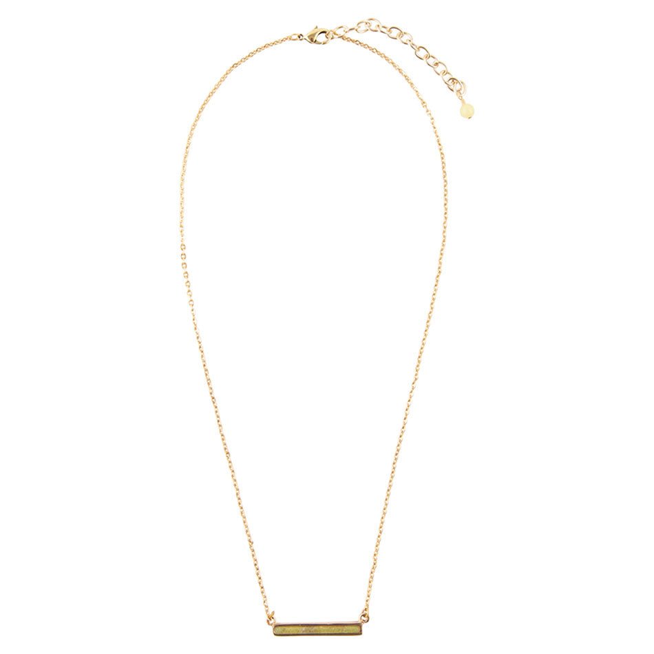 Dainty Green Aventurine Bar Necklace