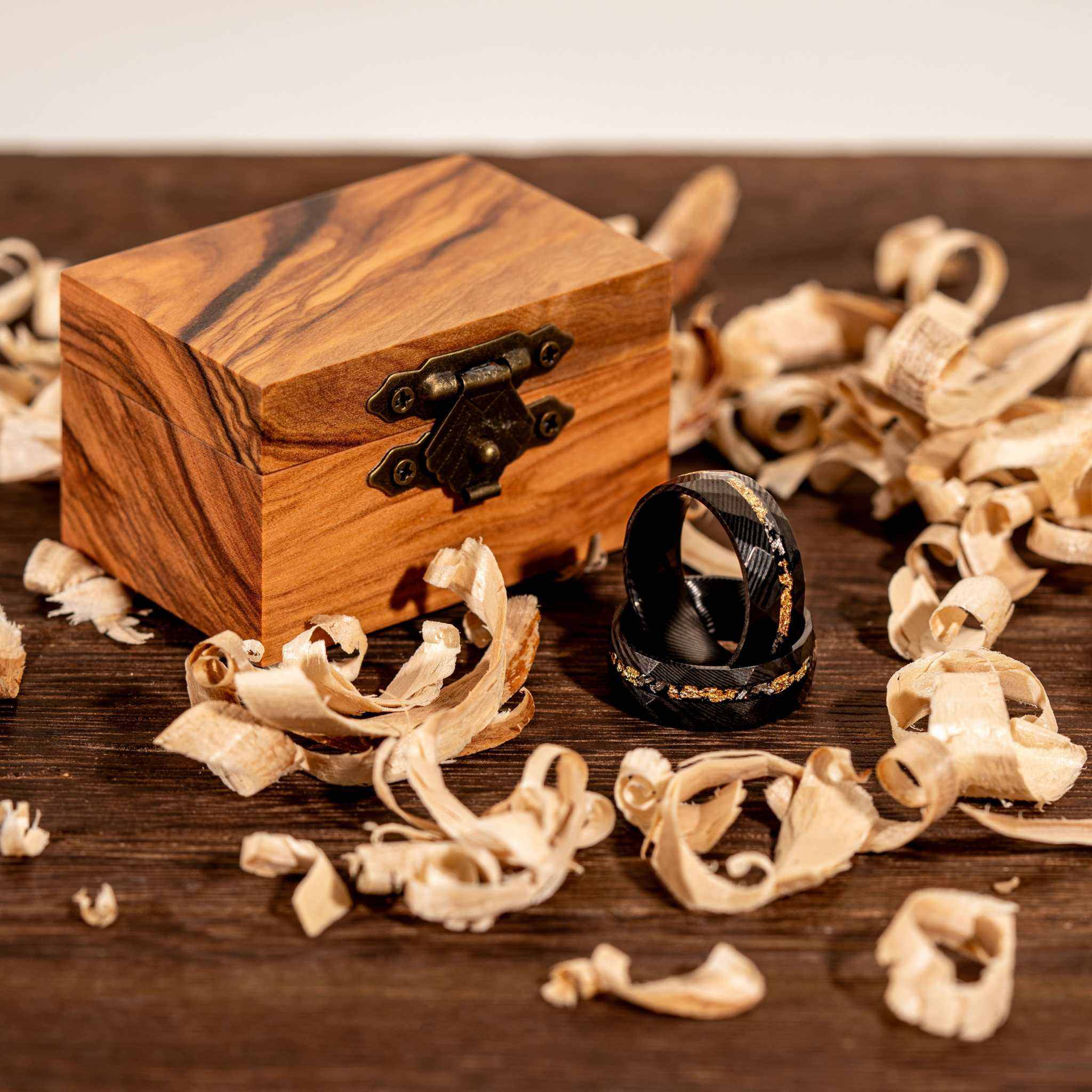 Damascus Meteorite & Crushed Gold Ring