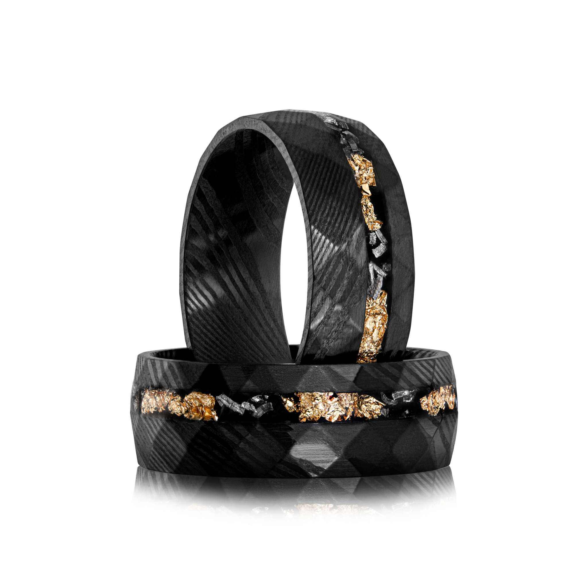 Damascus Meteorite & Crushed Gold Ring