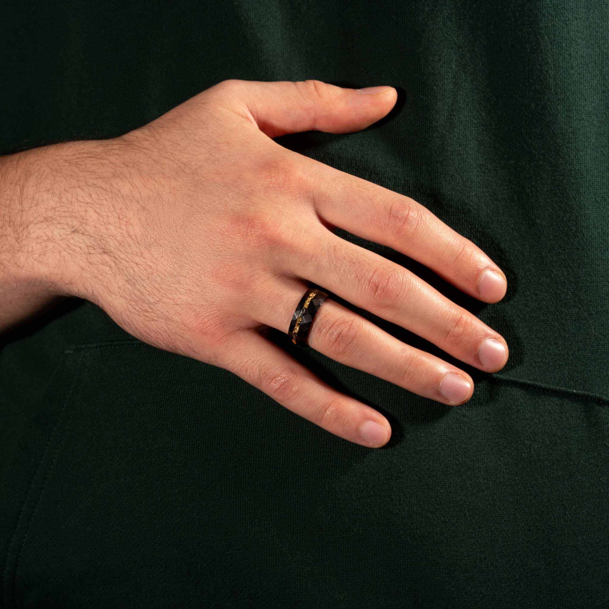Damascus Meteorite & Crushed Gold Ring