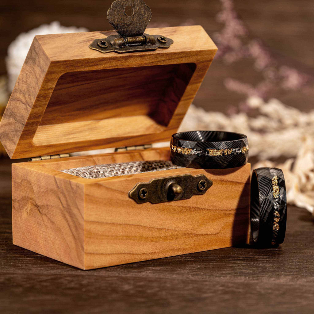 Damascus Meteorite & Crushed Gold Ring