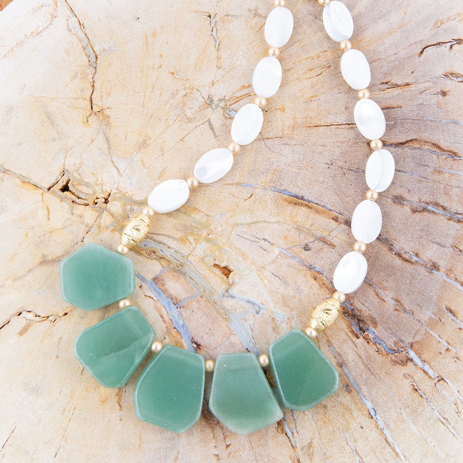 Dani Aventurine and Pearl Necklace