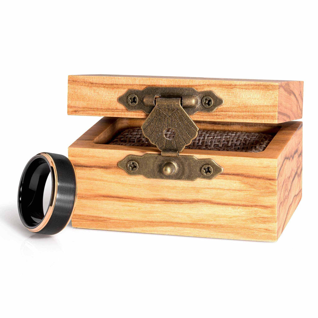 Edge Rose Gold Solid Tungsten Carbide Ring