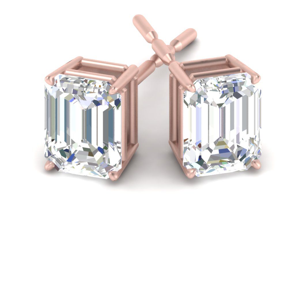 Emerald Cut Diamond Stud Earrings
