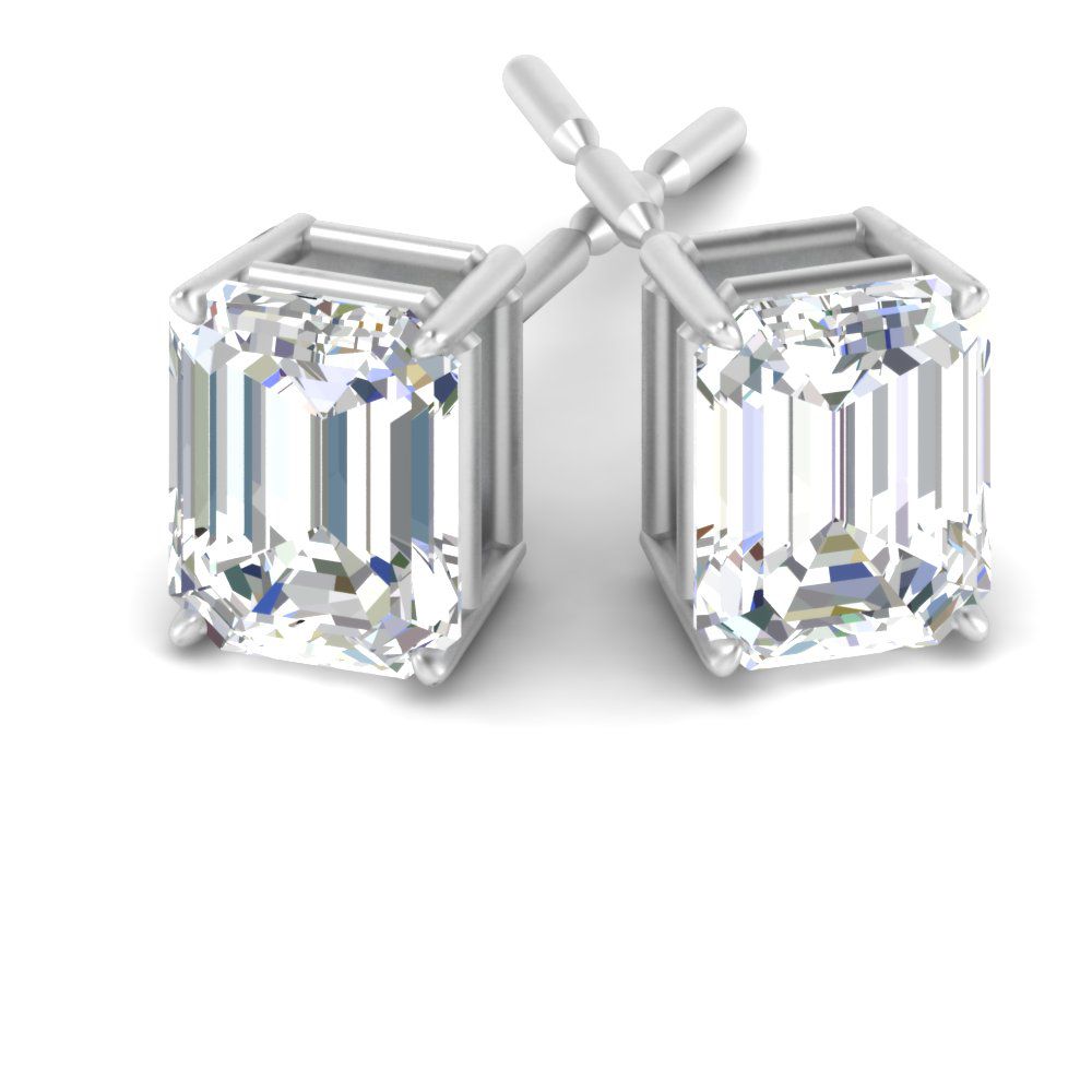 Emerald Cut Diamond Stud Earrings