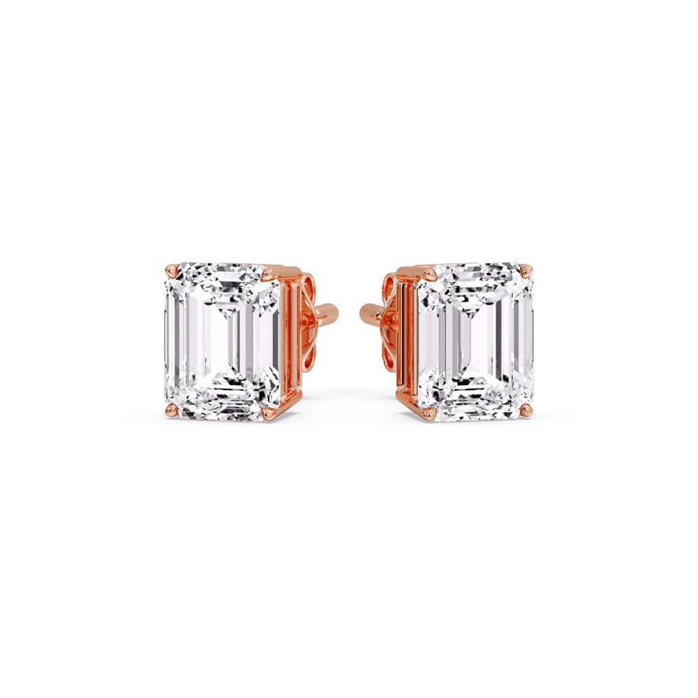Emerald Cut Diamond Stud Earrings