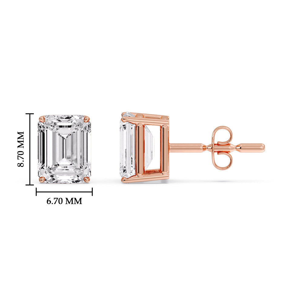 Emerald Cut Diamond Stud Earrings