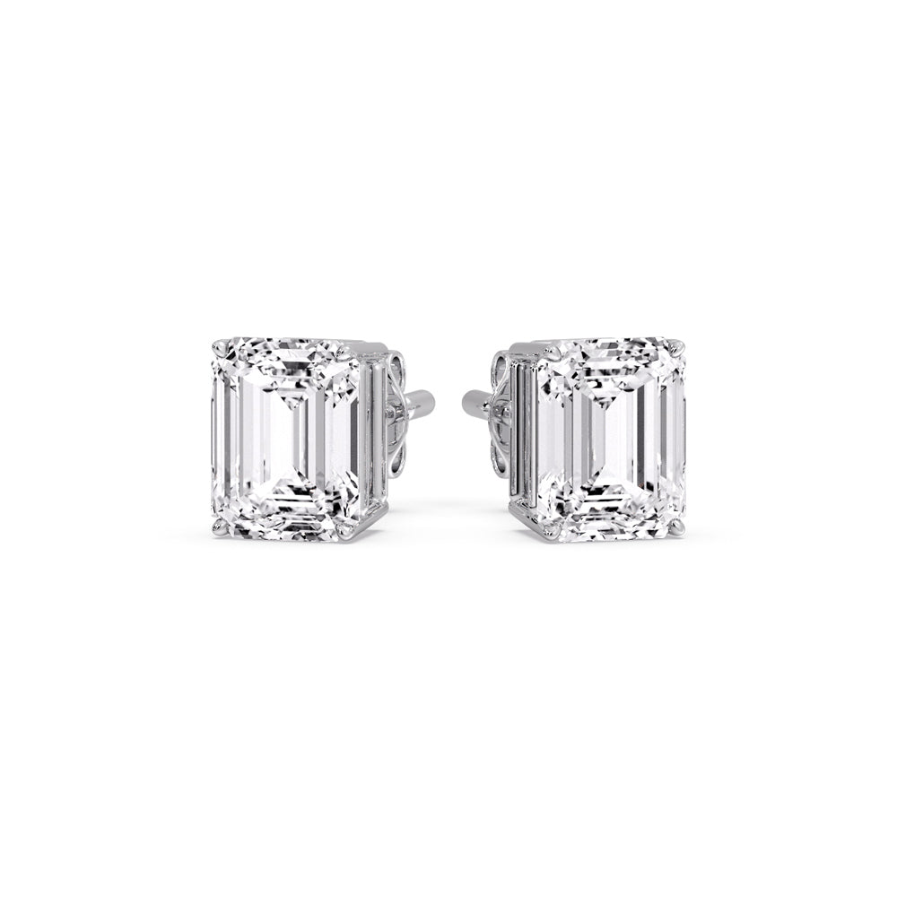 Emerald Cut Diamond Stud Earrings