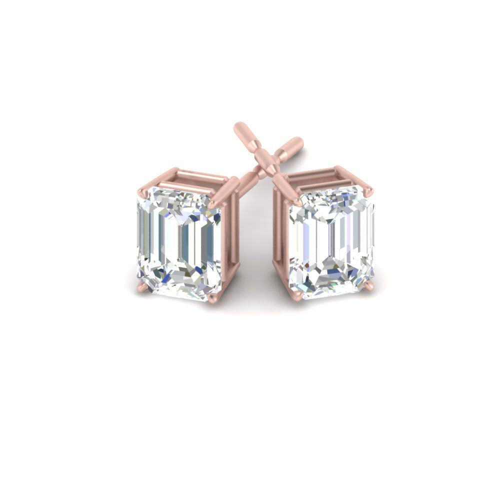 Emerald Cut Diamond Stud Earrings